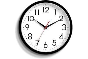 DAXSMY 14 Inch Wall Clock Large Battery Operated Big Silent Non Ticking Analog Clock Decorative for Living Room Office Kitchen Outdoor Classroom Bedroom Bathroom School(Black)