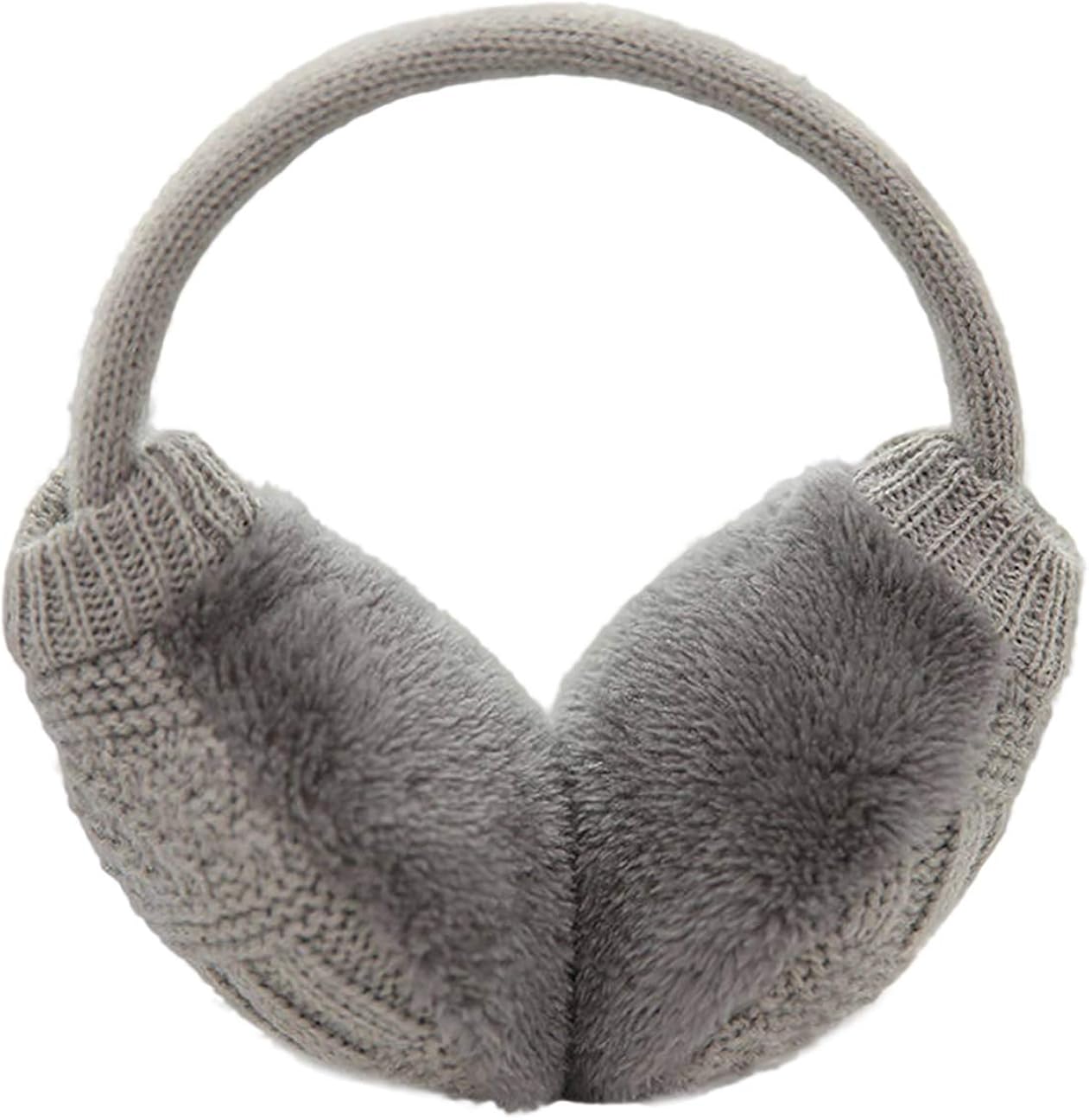 Knolee Unisex Knitting EarMuffs Faux Furry Earwarmer Winter Outdoor EarMuffs, Black at  Women’s Clothing store