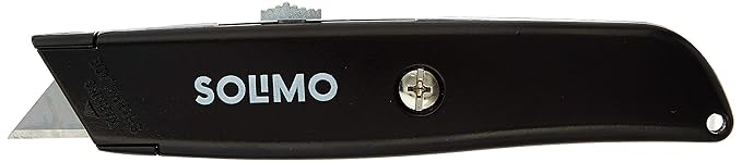 Amazon Brand - Solimo Retractable Knife with Extra Blade (Black)