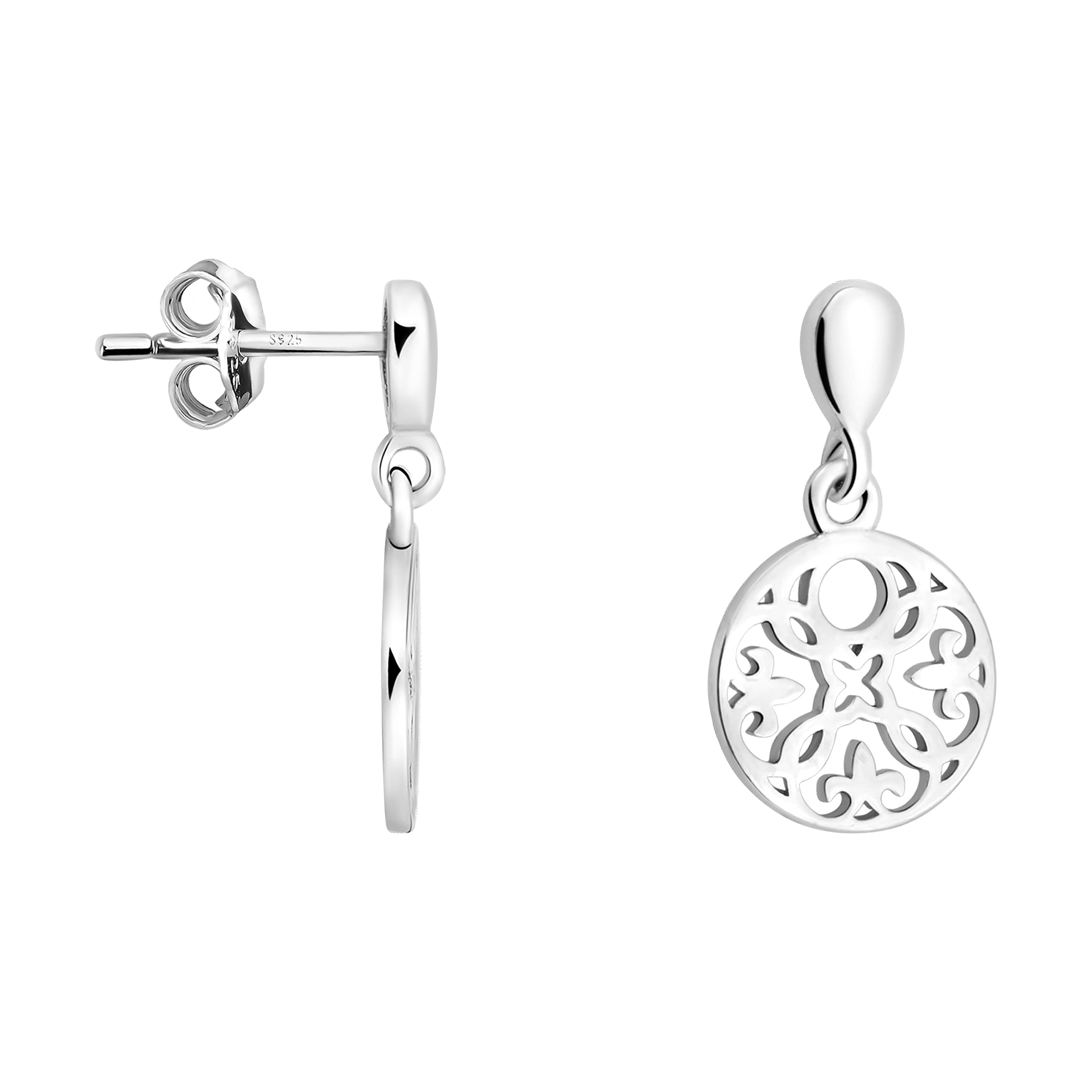 SOFIA MILANI - Women's Earrings 925 Silver - Circle Studs Dangle Earrings - 20552