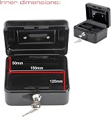 Burg-Wächter Black 6 inch Cash Box Security Money Box CB01BK 152x80x115mm view 5