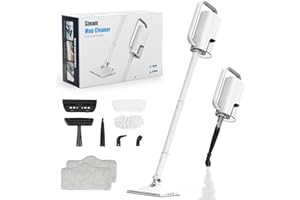 ACHTFACH 7-in-1 Steam Mop, 1200W Rotated Steam Cleaner for Home, 2 Modes, 400ML Removable Tank, 23FT Cord, 2 Washable Pads, Multi-Surface Steamer for Hard Floor, Laminate Floor, Tiles Cleaning (Fish White)