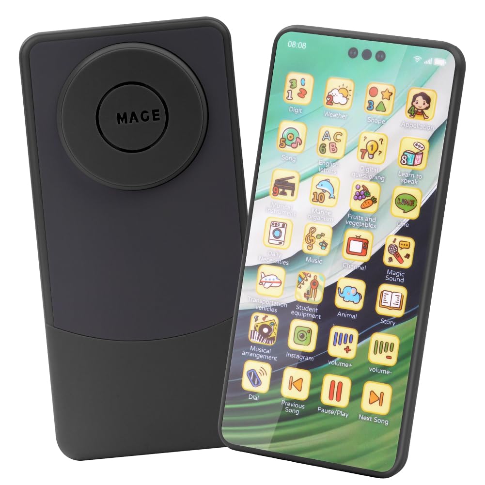 Aolso Fake Phone Toy for 1-6 Year Old Boys & Girls - Music Mobile Phone Toy Gifts; Toddler Age 1-2, 12-18 Mths - Black