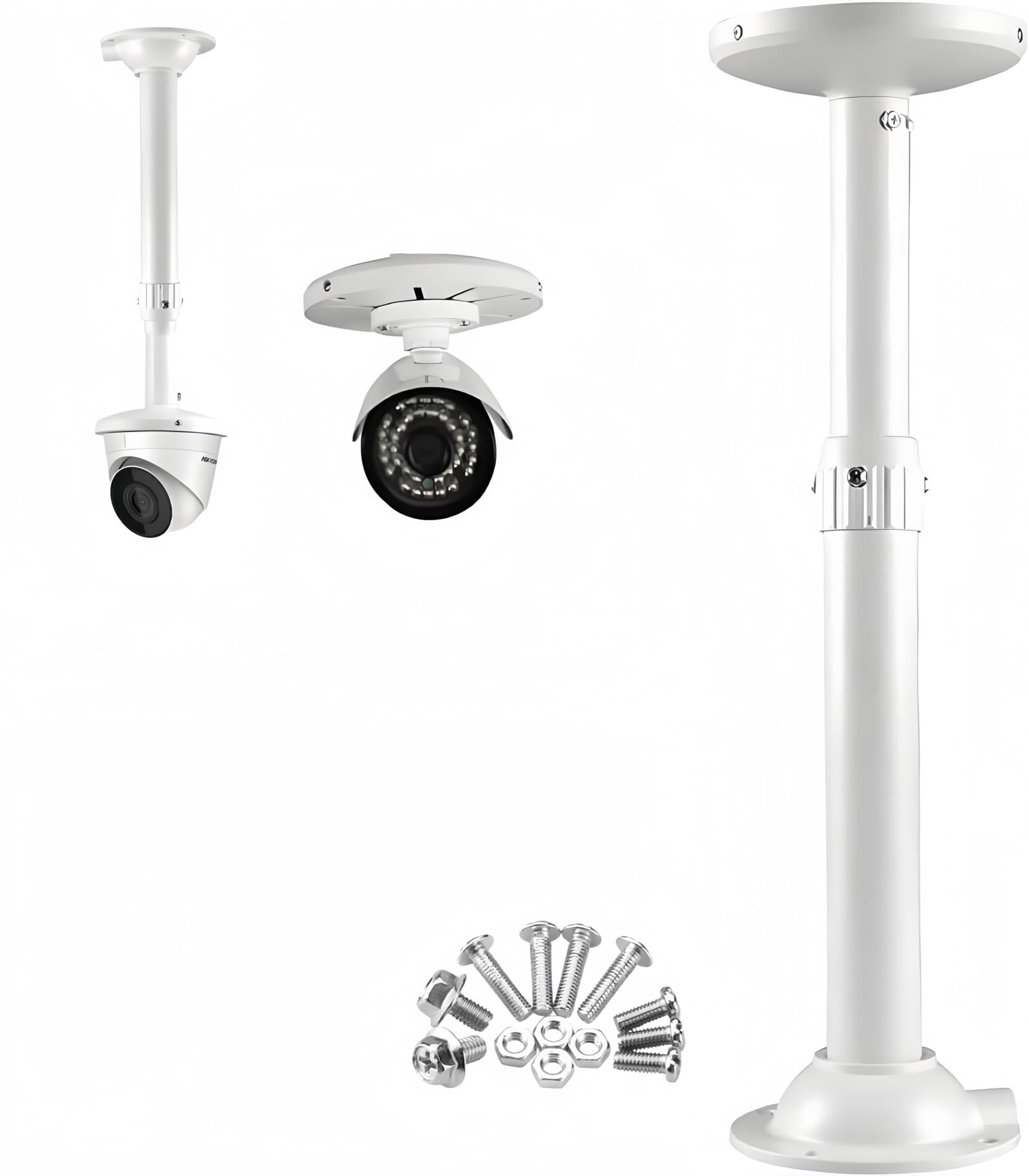 CTXSumTec 11.8"-23.6" Telescopic Adjustable I-Shaped Security Camera Wall Ceiling Mount Bracket, Dome Camera Mount Universal Camera Wall Mounting Bracket for CCTV Security Camera/IP Camera