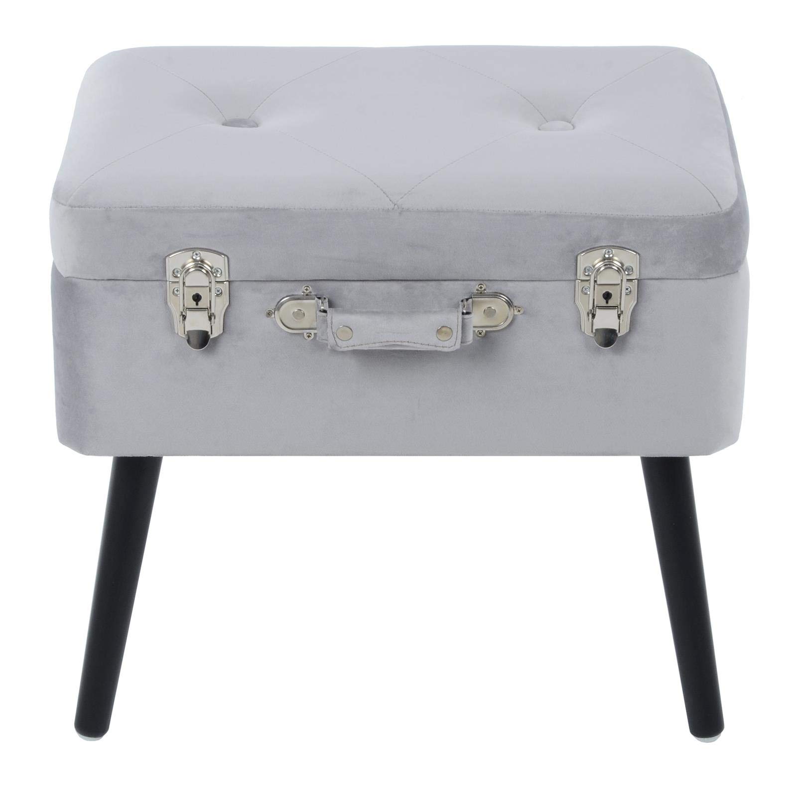Hodge and Hodge Suitcase Storage Stool - Silver Grey