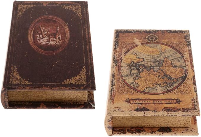 2pcs Retro Buchform Holzkiste Buchbox Buchschatulle, aus Holz: Amazon