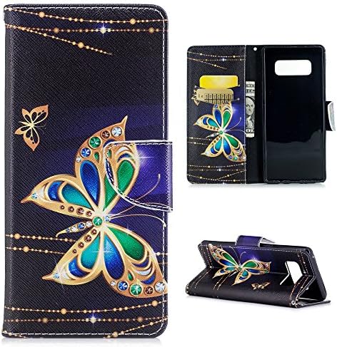 Galaxy Note 8 Case, Wallet Flip Folio Case Kickstand Card Slots Kawaii Colorful Painting Shiny PU Leather Wallet Shockproof Soft TPU Rubber Bumper Ultral Slim Wallet Cover for Samsung Galaxy Note 8