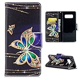 Galaxy Note 8 Case, Wallet Flip Folio Case Kickstand Card Slots Kawaii Colorful Painting Shiny PU Leather Wallet Shockproof Soft TPU Rubber Bumper Ultral Slim Wallet Cover for Samsung Galaxy Note 8