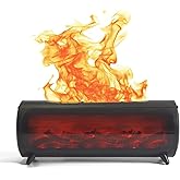 Romanplux Flame Fireplace Aroma Diffuser-Aromatherapy Essential Oil Diffusion-7 Flame Colors-Noiseless Clean air-Wood Shape-nimi Tabletop Fireplace humidifier Perfect for Home Bedroom Office （Black）