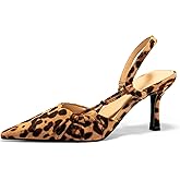 Coutgo Womens Slingback Kitten Heels Closed Pointed Toe Pumps D'Orsay Wedding Party Dress Shoes