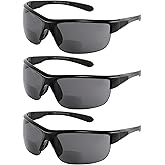 Yogo Vision Bifocal Sports Sunglasses Mens Wrap Around Half Rim Sunglasses Readers 3PK