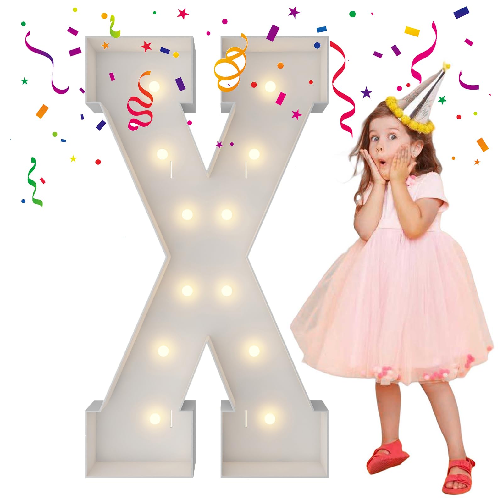 Photo 1 of 4FT Marquee Light Up Letters, Large Marquee Letters, Mosaic Balloon Frame Letter Big Letters For Engagement Wedding Decorations Birthday Party Backdrop Decor, Balloon Arch Kit Letter X