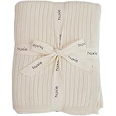 Knitted Organic Cotton Baby Blanket- Swaddle Blanket, 30" x 40" Soft Receiving Blanket for Newborn (0-2Yrs -Soft White)