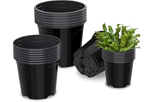 DUNPUTE 4 5 6 Inch Nursery Pots, 21 Packs Variety Plastic Pots with Drainage Hole, Plant Containers for Seedlings, Succulents, Transplanting (4 5 6 Inch, Black-Round)