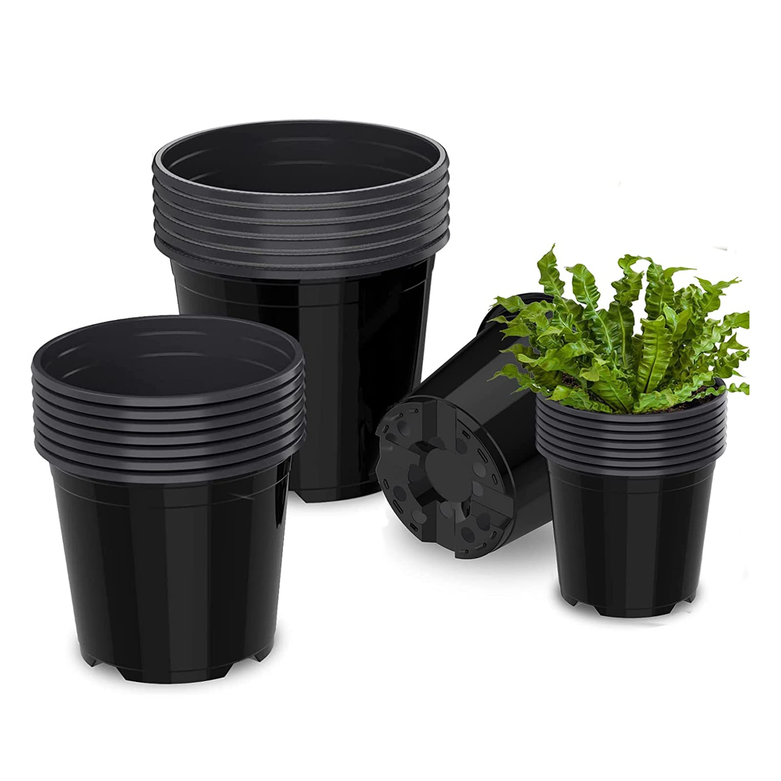 Photo 1 of ****Partial set***

DUNPUTE 4 5 6 Inch Nursery Pots, Packs Variety Plastic Pots with Drainage Hole, Plant Containers for Seedlings, Succulents, Transplanting (4 5 6 Inch, Black-Round)