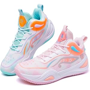 KIUSMETY Womens Mens Basketball Shoes High Top Fashion Volleyball Sneakers Breathable Lace Up Non Slip Sport Outdoor Shoe for