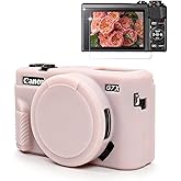 Frevyve Case for Canon G7X Mark II G7X Camera, Soft Silicone Protective Case, Slim Fit Sleeve with Removable Lens Cover and Screen Protector Accessories, Lightweight, Anti-Scratch (Jelly Pink)