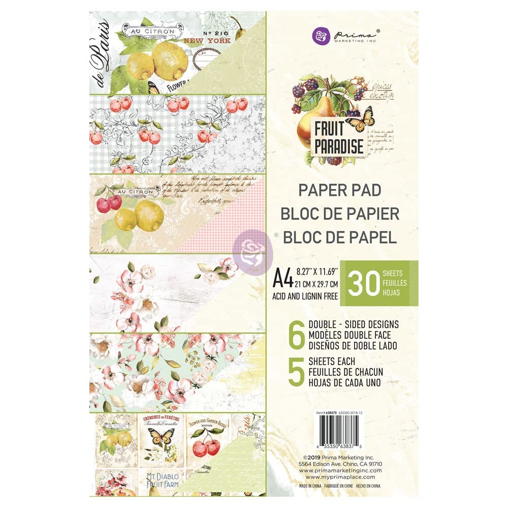 PRIMA MARKETING INC Paper A4 PAD, Fruit Paradise, 6 Designs/5 Each, One Size