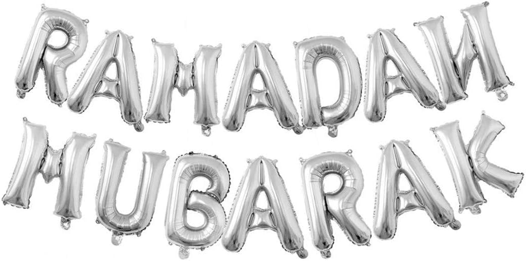 SHHOMELL 16 Inch EID Mubarak Balloon Ramadan Mubarak Foil Letter Balloons EID Party Supplies