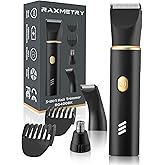 RAXMETRY Manscape Body Hair Trimmer for Men-3 in 1 Electric Razor Groin Groomer,IPX7 Waterproof,Versatile Hair Trimmer for Ball/Pubic/Chest/Beard/Nose,USB-C Rechargeable,Gifts for Him Dad