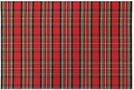 Vinylla Easy Clean Woven Vinyl Placemats (Set of 4, Tartan Red)
