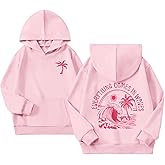 KIEKIECOO Girls Palm Graphic Hoodie Beach Cute Hoodies With Pocket Kids Preppy Sweatshirt Ocean Pullover Long Sleeve Top