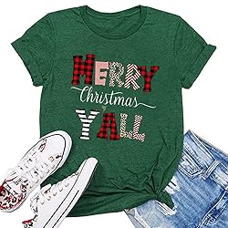 Ovazly Christmas Shirts for Women Merry Letter
