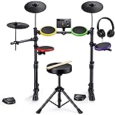Donner DED-70SE Electric Drum Set for Kids, Electronic Drums, Colorful | 4 Quiet Silicone Pads, 9" Cymbals, 150 Sounds, 15 Kits, USB MIDI, Type-C Input, Throne, Headphones, Sticks, Melodics Lessons