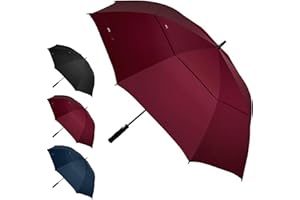 JPAXI Premium Black Windproof Golf Umbrella - 62/47/54 Inch Large Oversize Design for Rain Automatic Open Ultimate UV Protection- Water Repellent Double Canopy Vented - Best Sport Umbrella