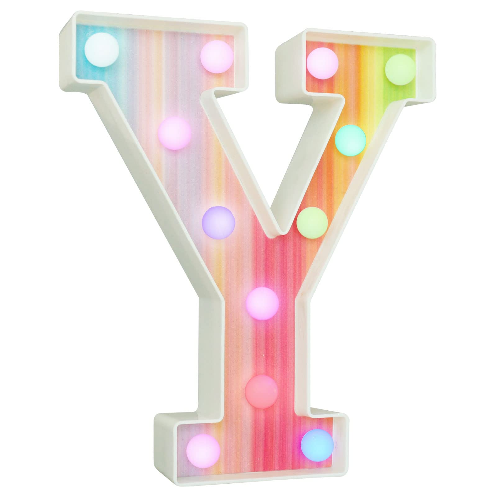 Rainbow Light Up Letters, Colorful LED Letter Lights 16 Color Changing Alphabet Sign Gifts for Girls Women Party Birthday Decorations Remote Night Light Christmas Valentine Wall Table Decor - Y