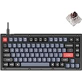 Keychron V1 Wired Custom Mechanical Keyboard, 75% Layout QMK/VIA Programmable Macro with Hot-swappable Keychron K Pro Brown Switch Compatible with Mac Windows Linux (Frosted Black - Translucent)