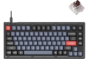 Keychron V1 Wired Custom Mechanical Keyboard, 75% Layout QMK/VIA Programmable Macro with Hot-swappable Keychron K Pro Brown Switch Compatible with Mac Windows Linux (Frosted Black - Translucent)