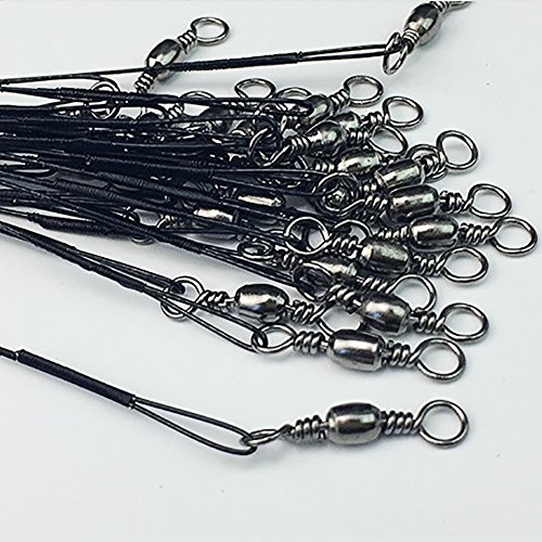 ETbotu Fishing Tools Fishing Line Steel Wire Leader with Swivel and Snap 20Pcs/Pack