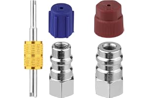2pcs R12 to R134a Conversion Kits, High/Low Pressure R12 to R134a AC Retrofit Fitting Adapter Kits R12 to R134a Adapter with Valve Core Wrench for Car Air Conditioner Refrigerant System