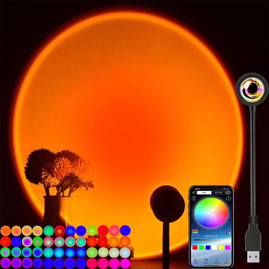 KAVAVO Smart APP 16 Million Color Sunset Lamp Led Projector Home Decoration Photography Background Night Light (1 PCS)