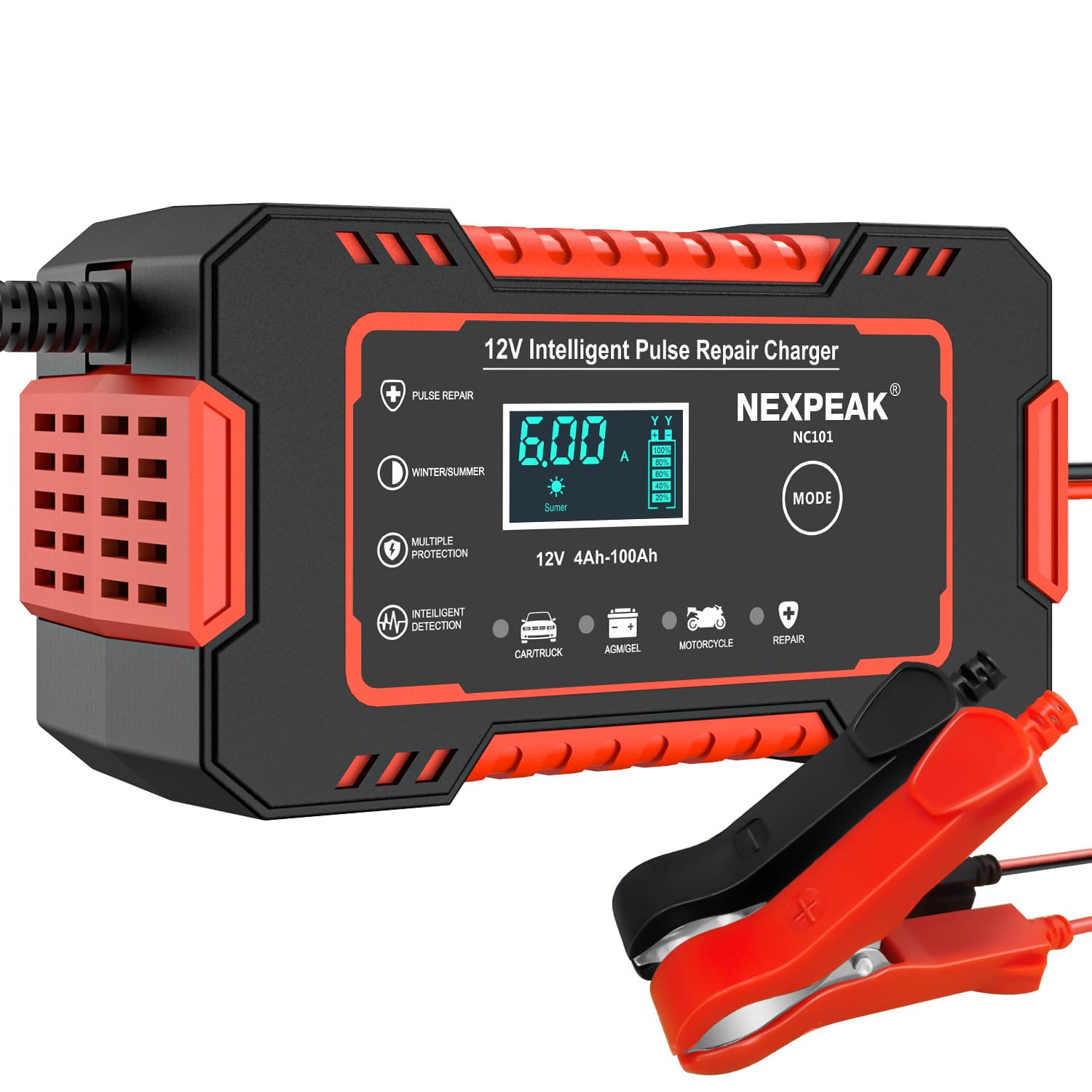 Photo 1 of ***PARTS ONLY***

NEXPEAK NC101 Car Battery Charger, Smart Battery Trickle Charger 12V 6A Automotive Battery Maintainer Desulfator with Temp Compensation for Car Truck Motorcycle Lawn Mower Marine Lead Acid Batteries