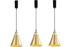 KAYYELAMP 3Pcs Adjusted Corded H-Type Cone Shade Bronze Track Light 3.2 Feet E26 Base Vintage Design for Kitchen Sink Living Room Loft(No Bulb, Track)