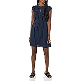 Amazon Essentials Women's Relaxed Fit Lightweight Georgette Split Neck Flutter Sleeve Shift Dress