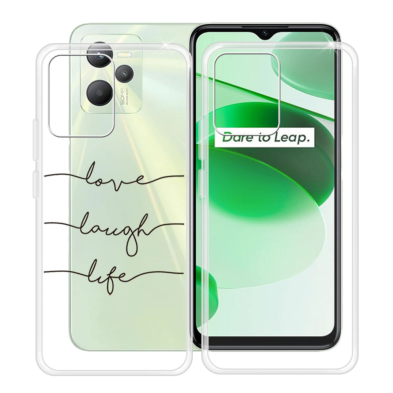 HHUAN Mobile Phone Case for Realme C35 RMX3511 (6.60 Inches), Ultra Thin Anti-Yellowing Soft Silicone Case, Transparent TPU Bumper Shockproof Cover Protective Case for Realme C35 RMX3511-2 Pieces