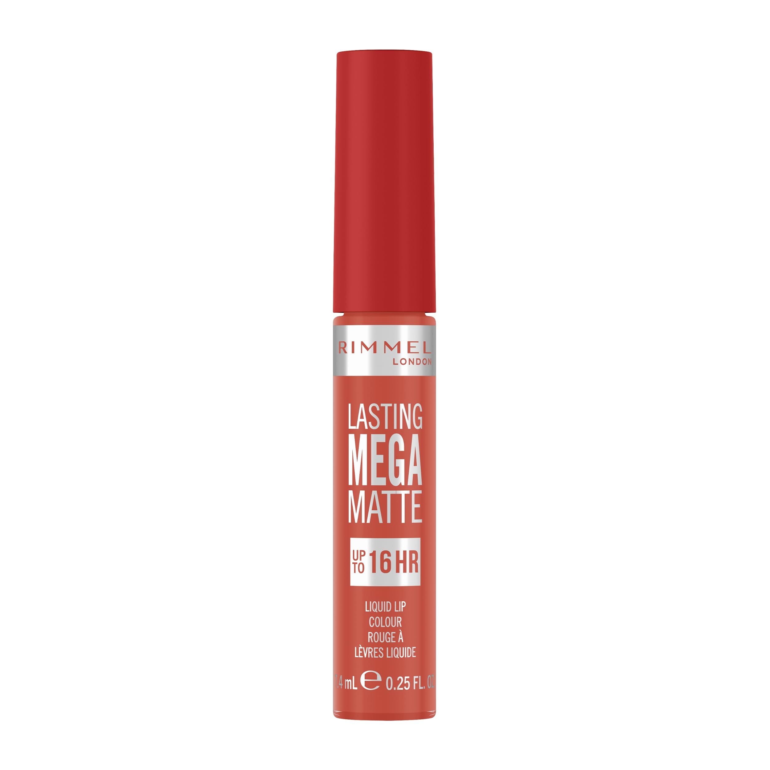 Rimmel London Lasting Mega Matte Liquid Lipstick, Long-Lasting, Hydrating, Vegan Formula - 600 - Coral Sass, 7.4ml