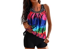 Tthxqing Tankini Swimsuits for Women 2024 with Boy Shorts Two Piece Tank Top Shorts Modest Swimsuits for Womens Swimsuits