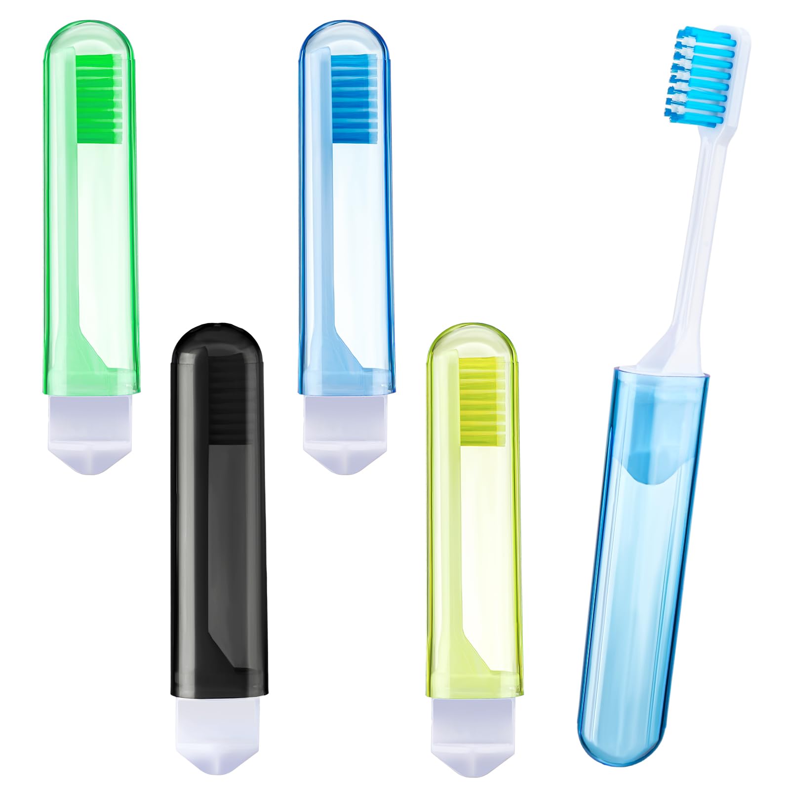 Photo 1 of Patelai 4 Pcs Travel Toothbrush Set, Soft Bristle Mini Foldable Tooth Brush with Case, Individually Wrapped Small Portable Travel Size Toiletries Stuff for Camping (Fresh Color)
