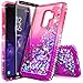 Galaxy S9 Plus Case w/[Full Cover Screen Protector Premium Clear], NageBee Glitter Liquid Quicksand Waterfall Flowing Sparkle Bling Diamond Cute Case Designed for Samsung Galaxy S9 Plus -Pink/Purple