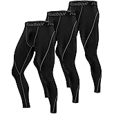 Roadbox 1, 2 or 3 Pack Men's Compression Pants Athletic Base Layer Cycling Tights Leggings for Running Yoga Basketball