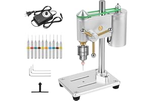 MONZEEN Mini Benchtop Drill Press, Precision Drill Press with Variable Speed Control, 360° Rotation CNC & JT0 Chuck for Metal & Wood, Jewelry, DIY Crafts, Watch, Lab (Grey)