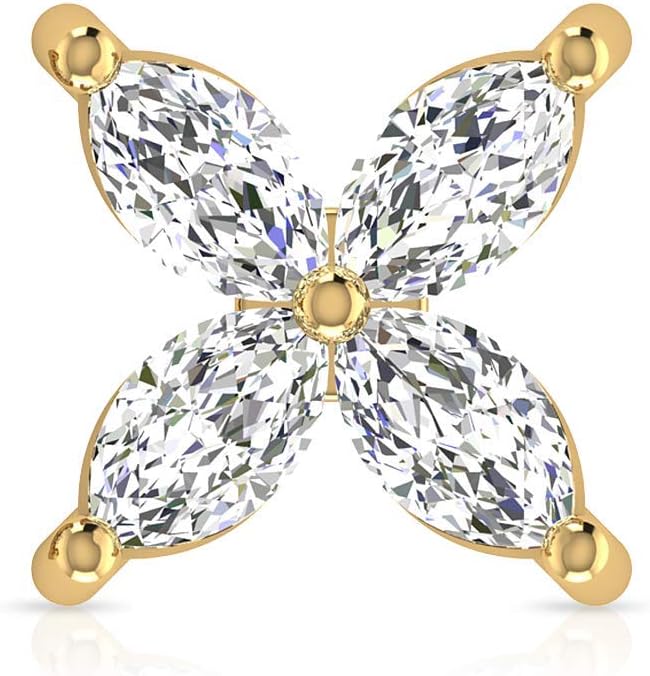 Marquise IGI Certified Diamond Flower Stud Earring, Unique Women Petal Shape Cluster Earring, Handmade Statement Studs, Anniversary Valentine Gifts, Screw Back