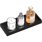 ZHWS Bathroom Tray Countertop for Toiletries, Black Vanity Tray for Makeup Perfume Decor Candle, Bamboo Kitchen Tray for Soap Dispenser Salt Pepper Brush Holder 11.3” L x 4.4” W x 1.1” H