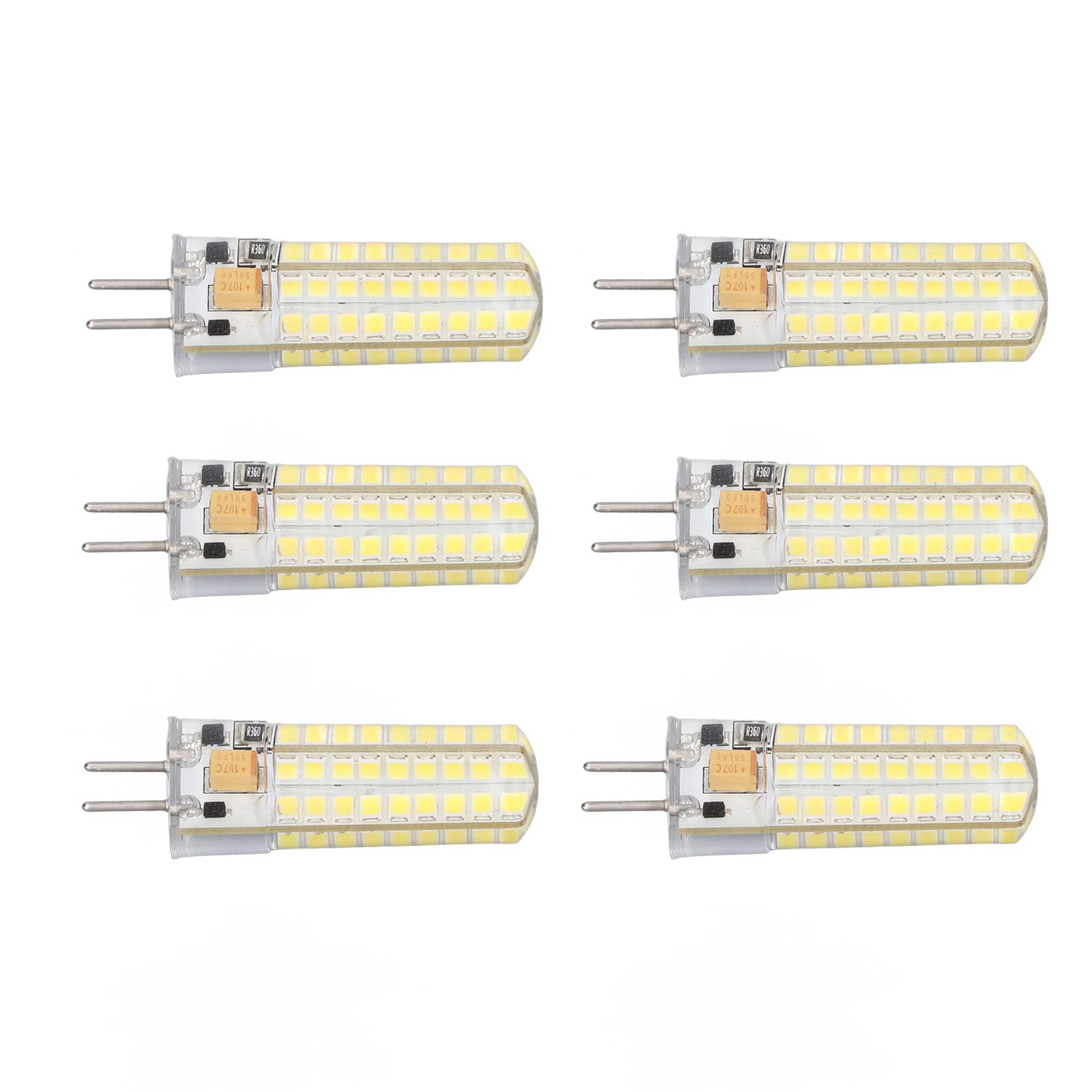 KIMISS 6Pcs Gy6.35 Led, 700lm 72 LEDs 360 Degree Gy6.35 Led Bulb 7W AC DC12V G 6 35 G6.35 Corn Light for Pendant Lamps Ceiling Warm Light(2700K 3000K) (White 6000K)