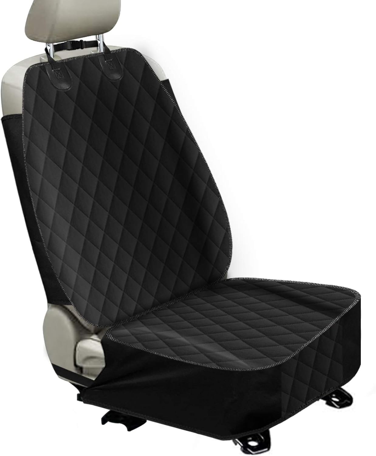 Alfheim Nonslip Front Dog Car Seat Cover, Rubber Backing Scratch Resistant Pet Car Protector with Anchor, Fits Most Trucks, Vans, and SUVs, Black