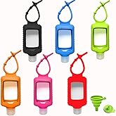 MEMOVAN Travel Plastic Clear Bottles with Silicone Sleeve 6 Pack, Pocket Hand Sanitizer Bottle Refillable Bottle with Keychai